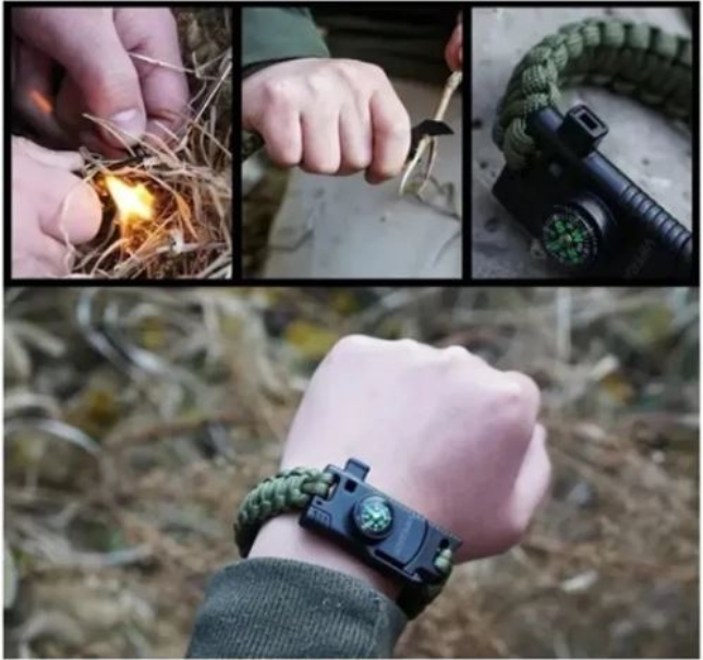 Pulsera Tactica Supervivencia Pedernal Paracord Brujula 5en1