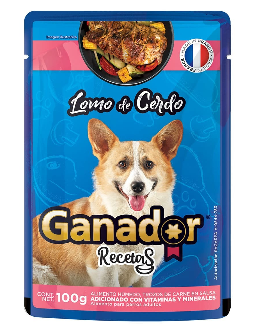 Alimento Húmedo Sobre Ganador Recetas Lomo de Cerdo 100gr