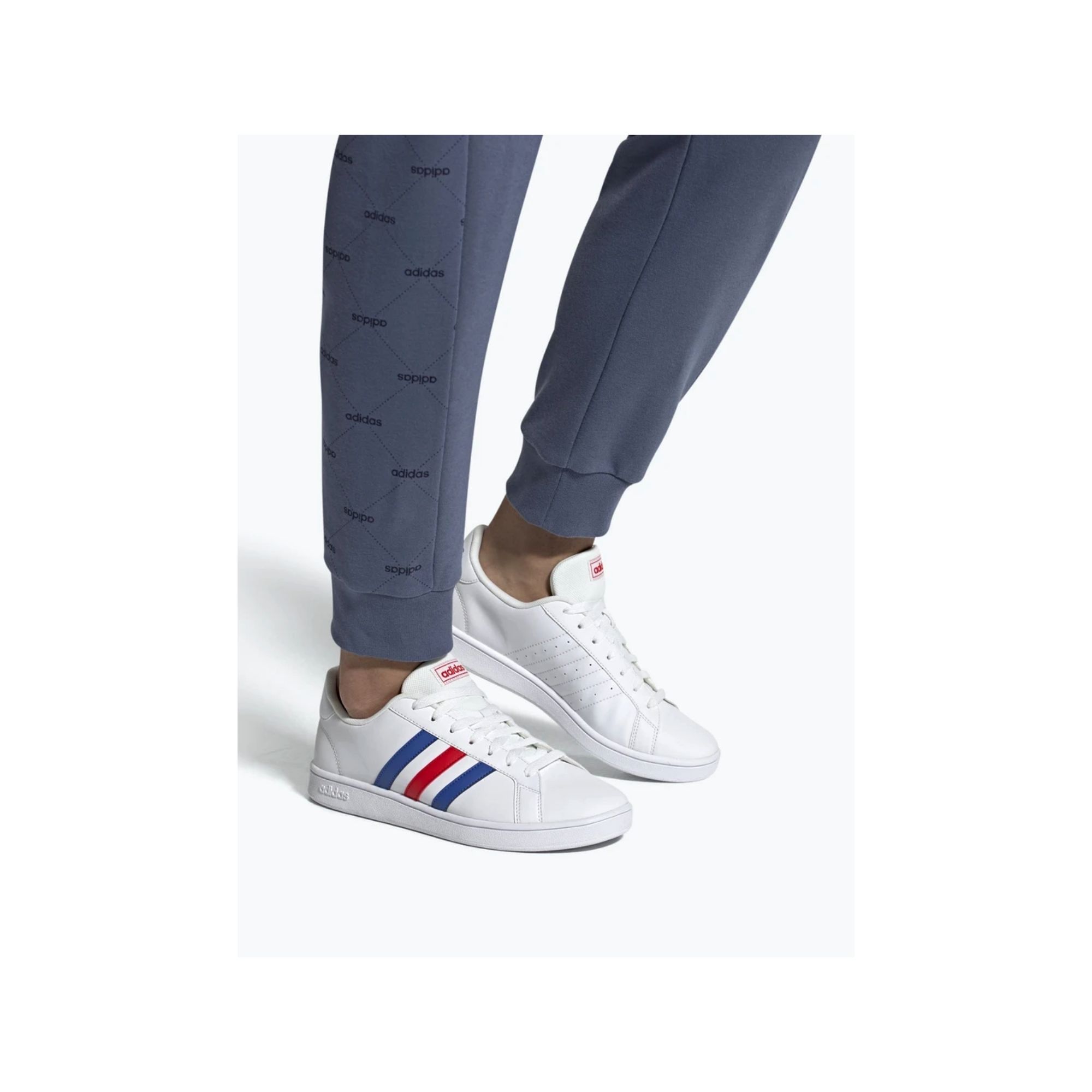 Tenis Adidas Grand Court Basic Blanco Azul Rojo Originales EE7901