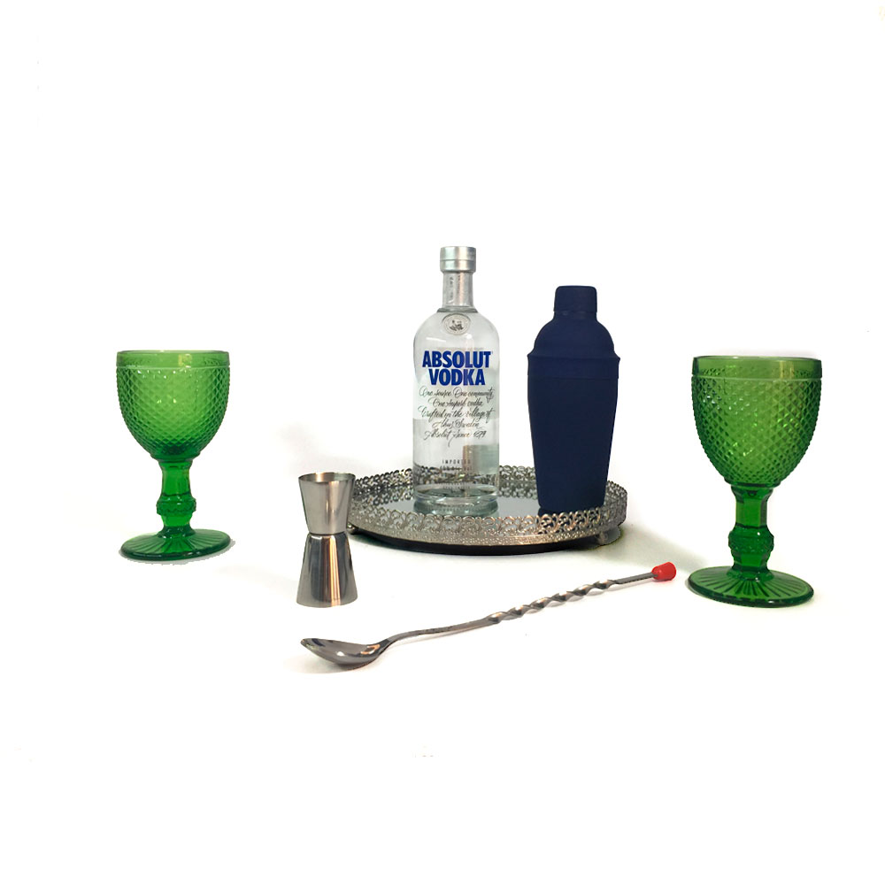 regalos originales / Set absolut Vodka, shaker para bebidas copas + accesorios