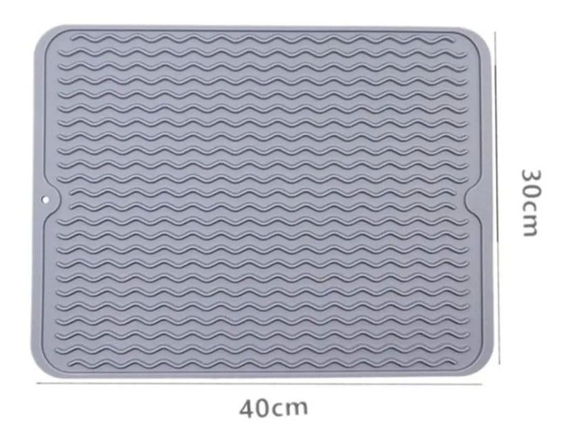 Tapete para secar platos vasos cucharas, Escurridor de trastes para cocina, Gris