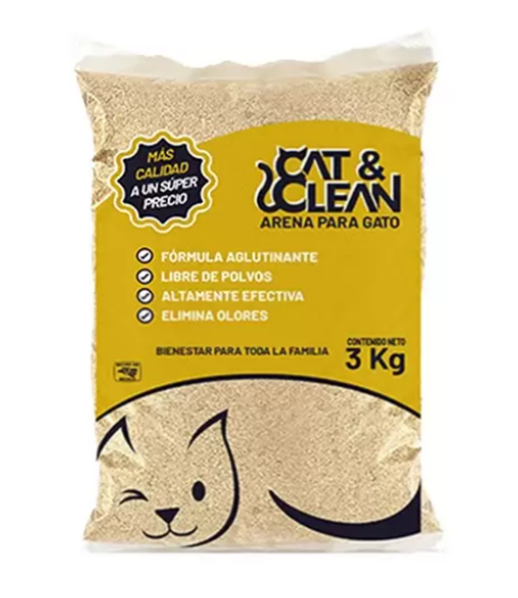 Arena Natural para Gato Cat&Clean 3 Kg