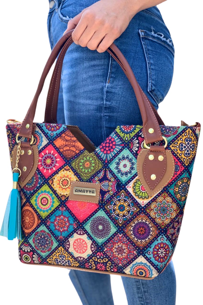 Bolsos Artesanal Yute Premium Amayya Modelo Sandy Bambu