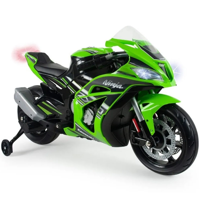 Montable Electrico Moto Niño Ninja Kawasaki Luces Sonido Rueditas Verde  Injusa