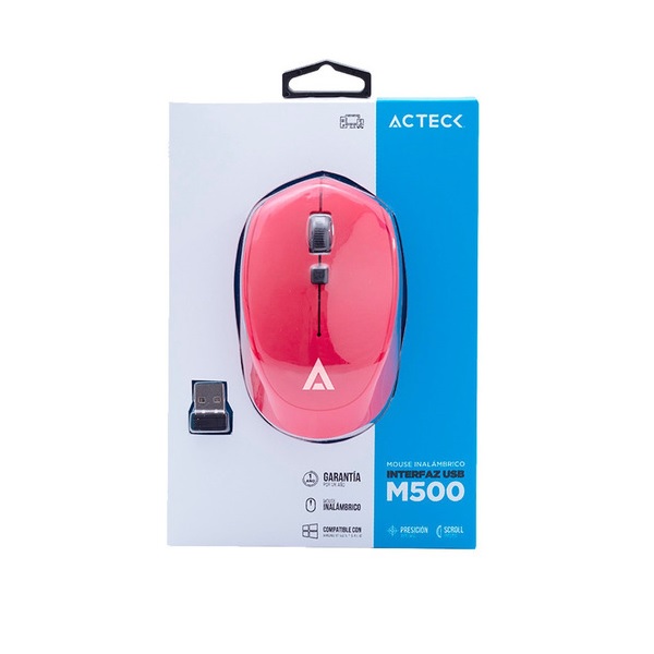 MOUSE INALAMBRICO USB ROJO RESISTENTE ESTANDAR 10 METROS PC AC-916479 PORTATIL 1600DPI WINDOWS