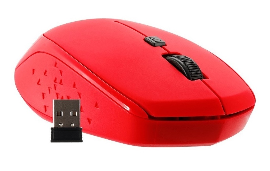 MOUSE INALAMBRICO USB ROJO RESISTENTE ESTANDAR 10 METROS PC AC-916479 PORTATIL 1600DPI WINDOWS