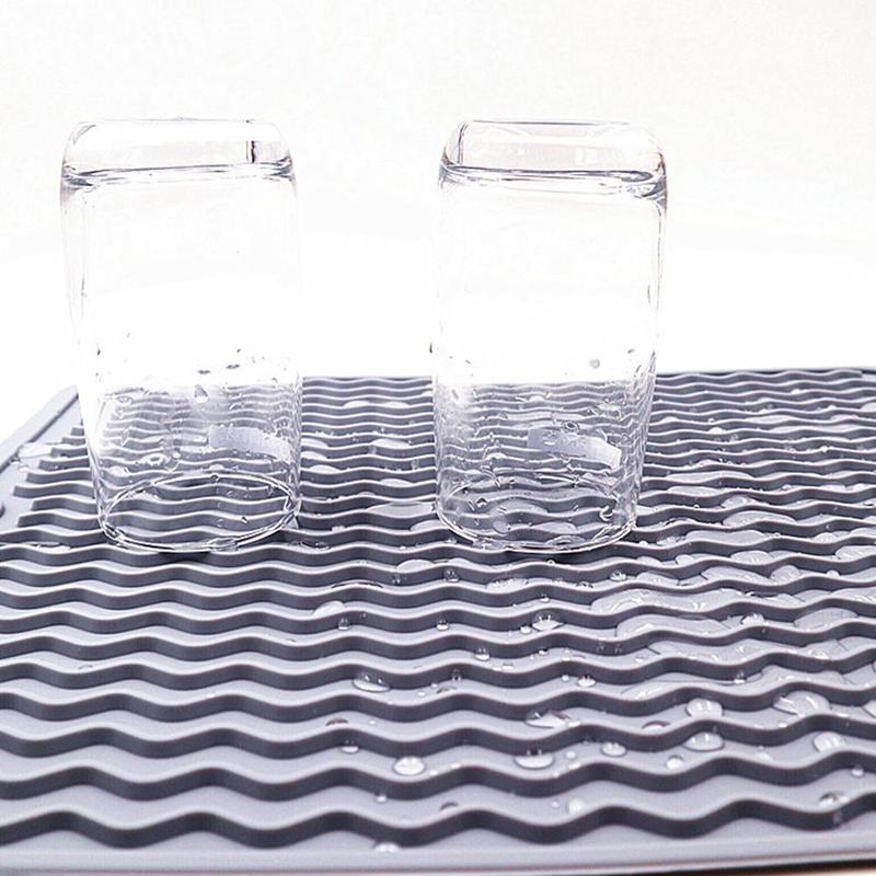 Tapete para secar platos vasos cucharas, Escurridor de trastes para cocina, Gris