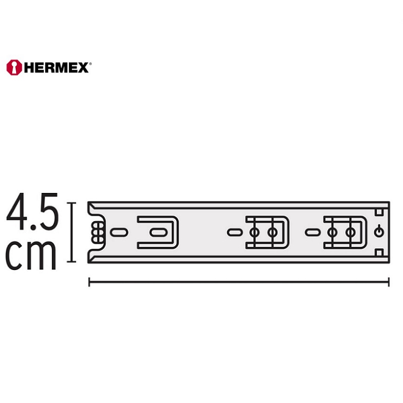 Par de Correderas Para Cajon de extensión total de 45mm x 45cm Para escritorios Muebles y Armarios Hermex COR-445 