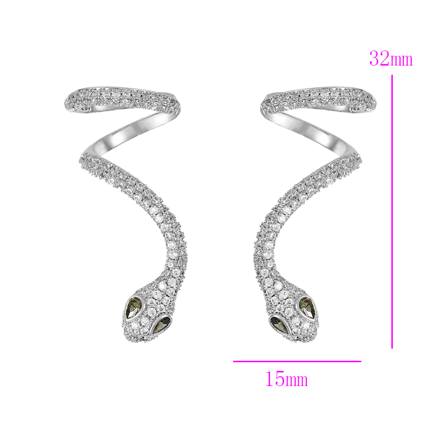 Cristal Amor - Aretes Serpiente Trepadores CUFF Con CRISTALES Oro 14k Lam