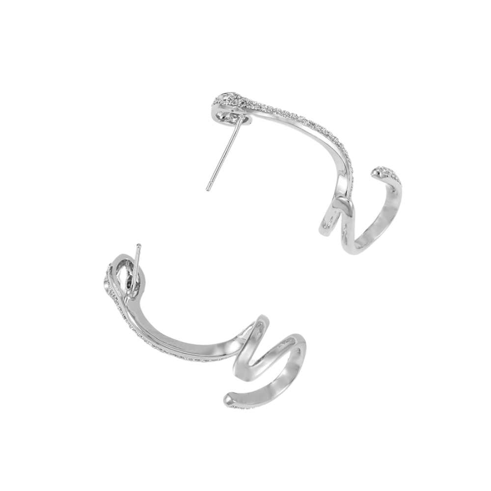 Cristal Amor - Aretes Serpiente Trepadores CUFF Con CRISTALES Oro 14k Lam