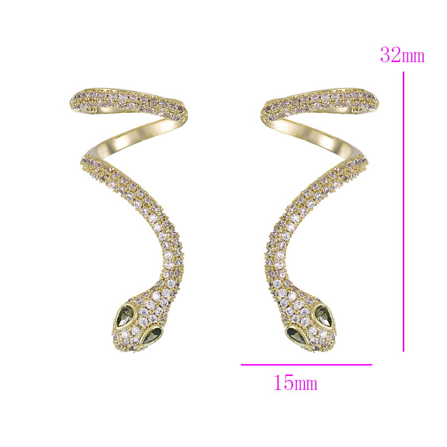 Cristal Amor - Aretes Serpiente Trepadores CUFF Con CRISTALES Oro 14k Lam