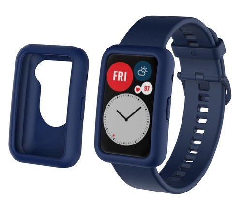 Pack Correa + Case + Mica Premium Para Huawei Watch Fit en Color Azul Marino