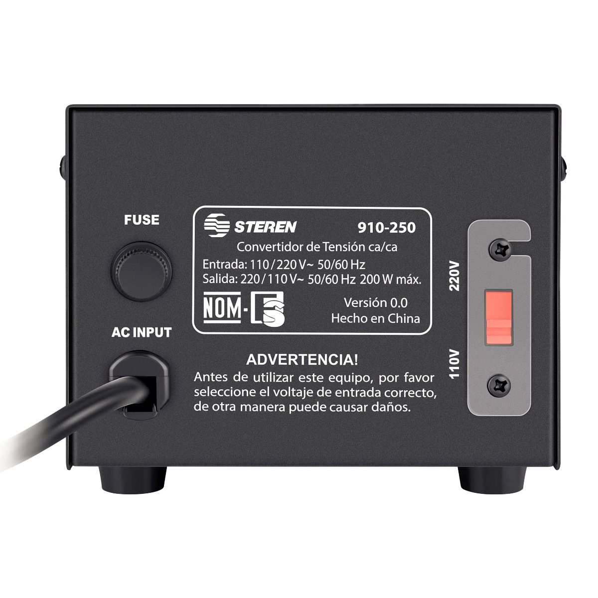CONVERTIDOR DE 110 A 220/220 A 110 200W - 910-250 - STEREN