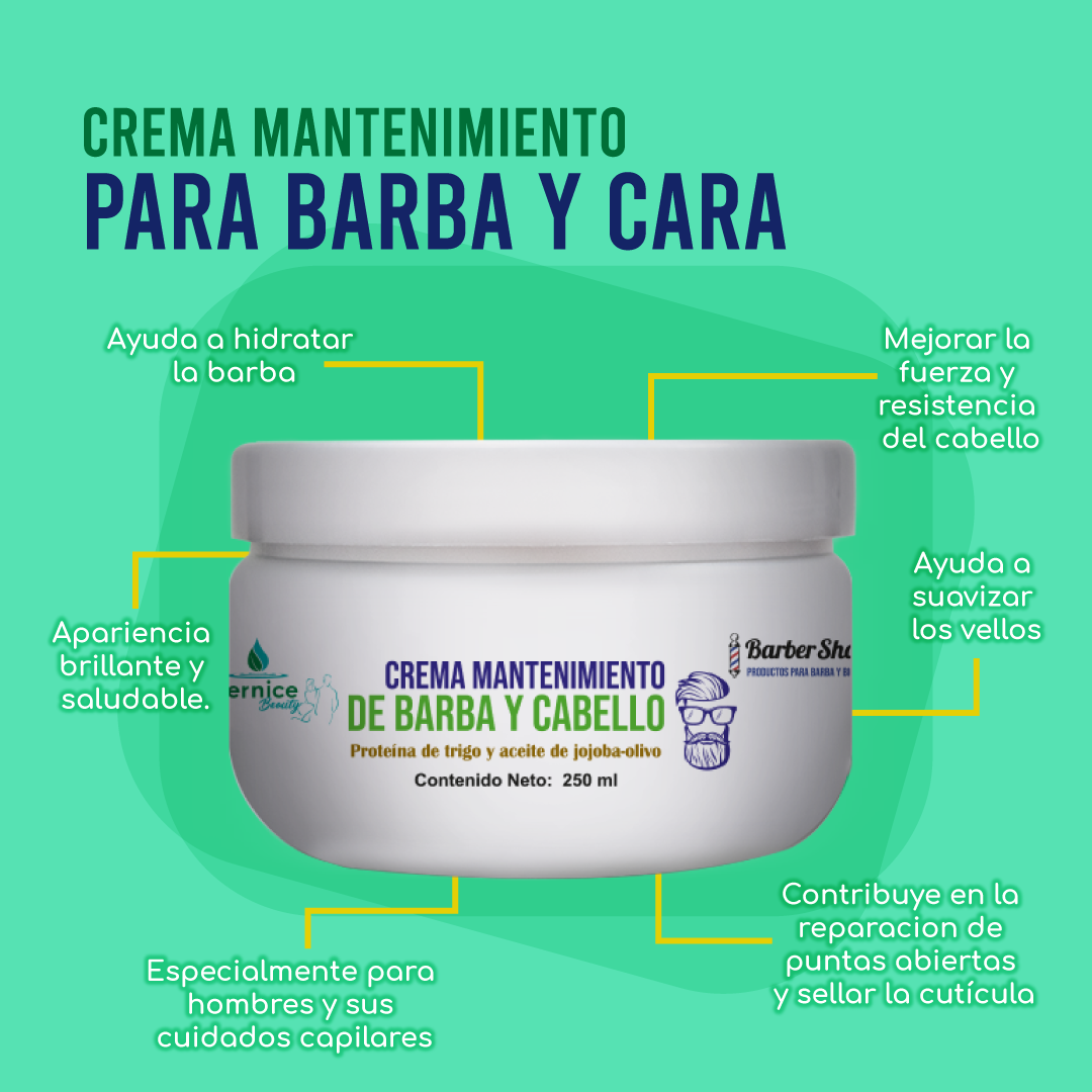 CREMA MANTENIMIENTO BARBA Y CABELLO.  250 g