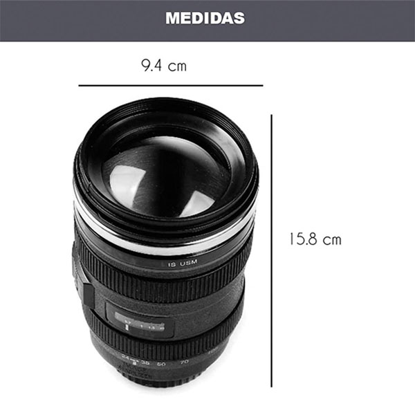 Termo Lente de Cámara Canon Metal para Viaje Café Té