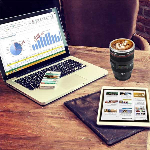 Termo Lente de Cámara Canon Metal para Viaje Café Té