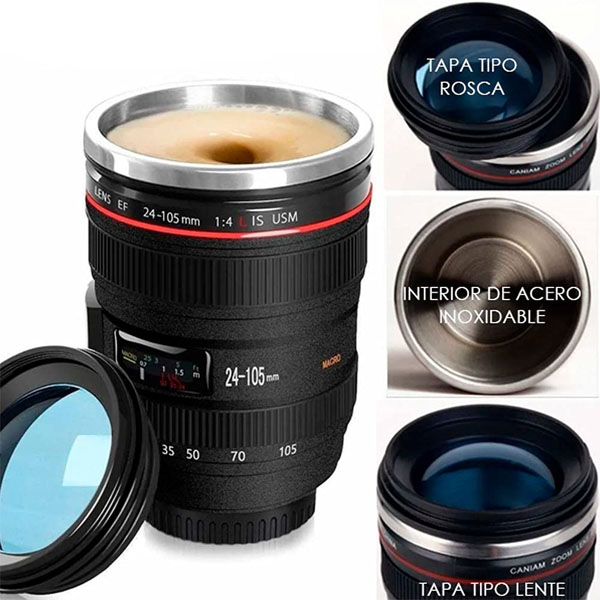 Termo Lente de Cámara Canon Metal para Viaje Café Té