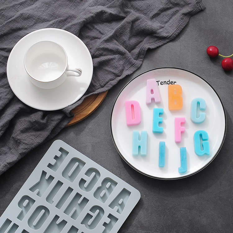 Molde de silicón Abecedario Alfabeto en Letras Mayúsculas para Repostería y Manualidades, Gris