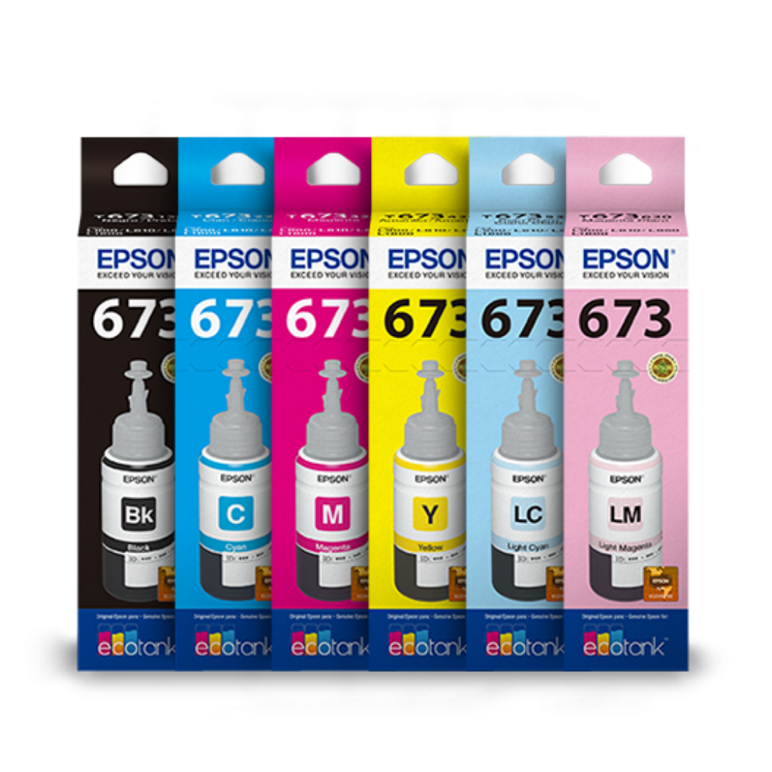 Pack 6 Tintas Epson T673 Ecotank Tinta Continua L800 L805 L810 L850 L1800