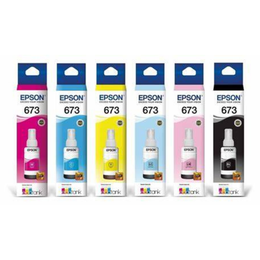 Pack 6 Tintas Epson T673 Ecotank Tinta Continua L800 L805 L810 L850 L1800