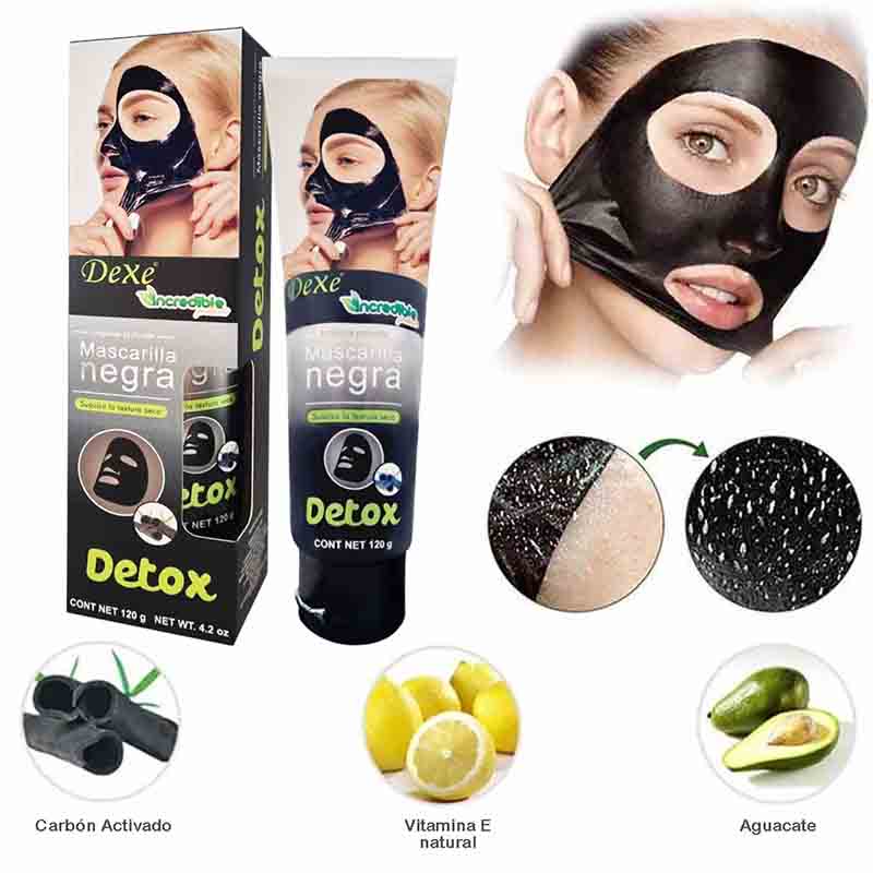 Mascarilla Peel-of Negra De Barro con Carbón Activado Puntos Negros En Tubo Dexe 120g.