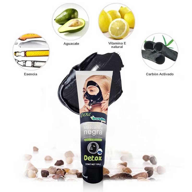Mascarilla Peel-of Negra De Barro con Carbón Activado Puntos Negros En Tubo Dexe 120g.