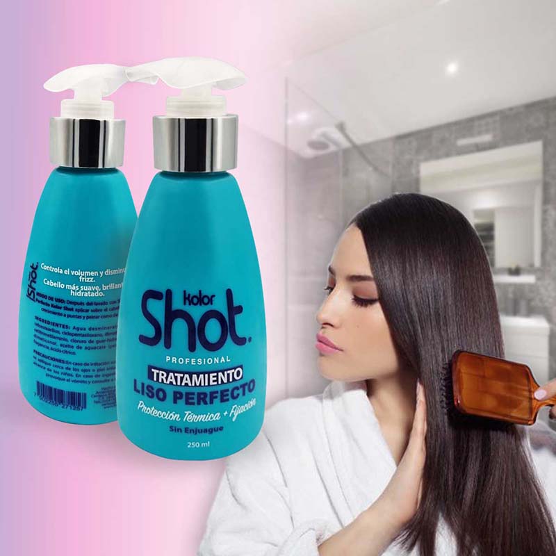 Tratamiento Liso Perfecto Protección Térmica con Keratina Kolor Shot Profesional 250 ml.