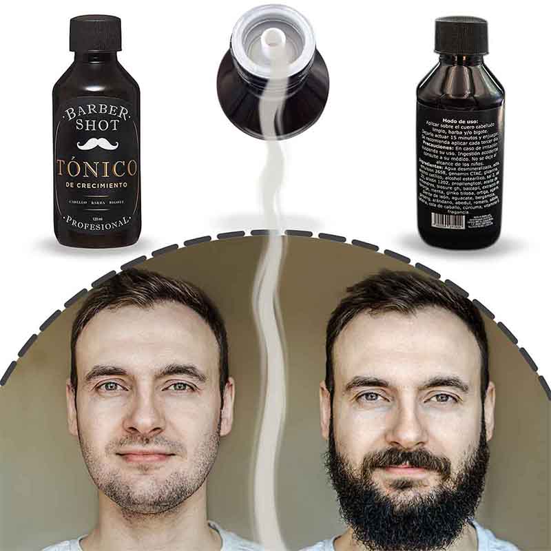 Tratamiento Bergamota Tónico para Crecimiento Barba Cabello Barber Shot 120ml.