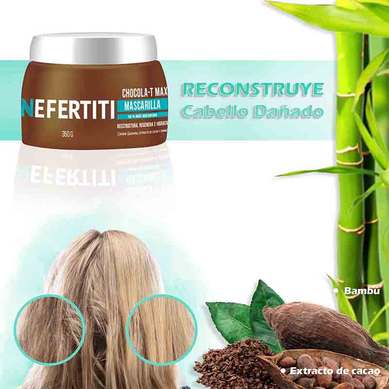 Mascarilla con Doble Keratina para Cabello Maltratado Nefertiti 350g.