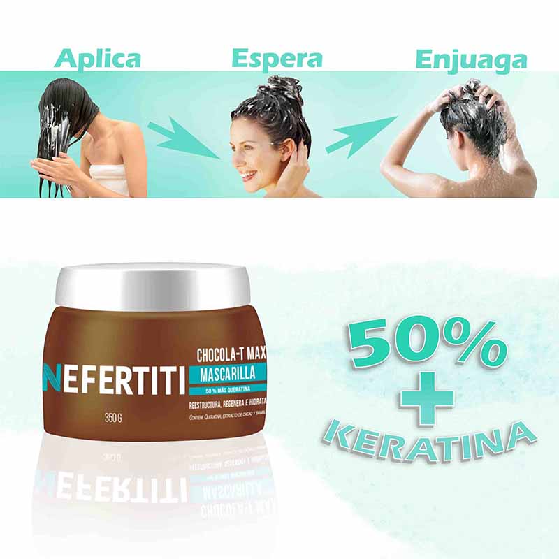 Mascarilla con Doble Keratina para Cabello Maltratado Nefertiti 350g.