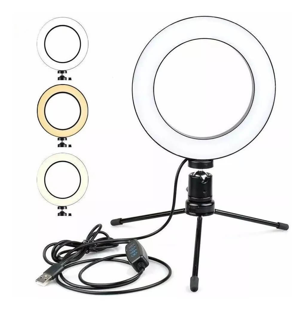 Aro De Luz Led Tripie 30 Cm Celular Foto Video Maquillaje Con Control Bluetooth 