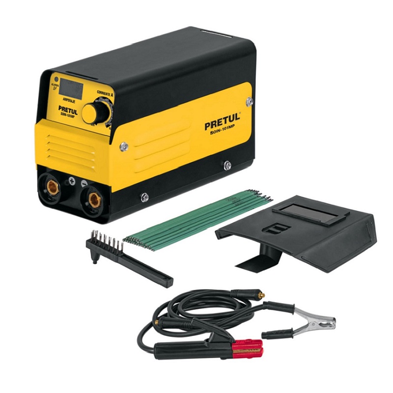 Soldadora inversora mini Ligera y Compacta , 100A, 127V  soldaduras de electrodos revestido (SMAW)SOIN-101MP PRETUL 