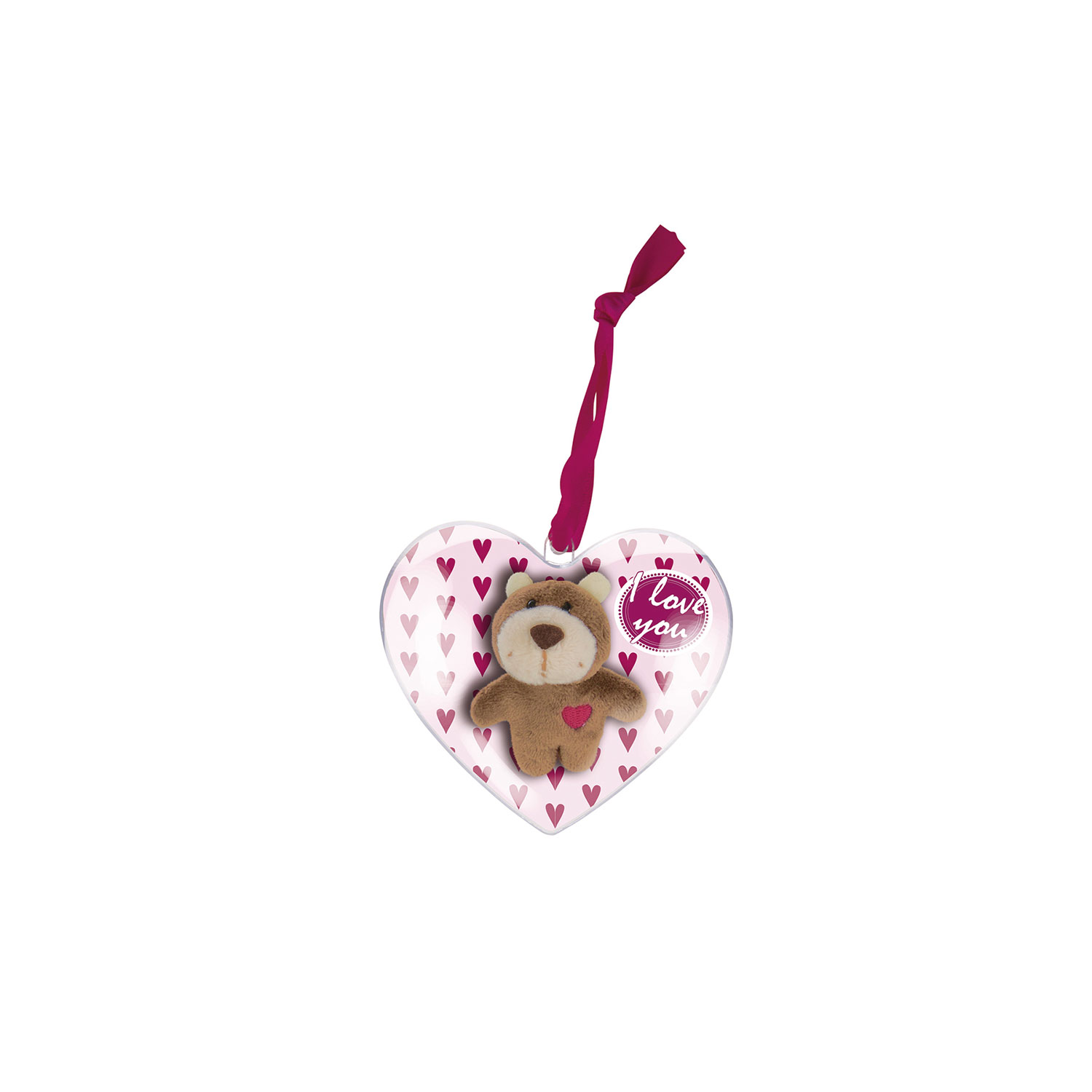 OSO CON LAZO 6CM EN CORAZÓN DE DECORACIÓN