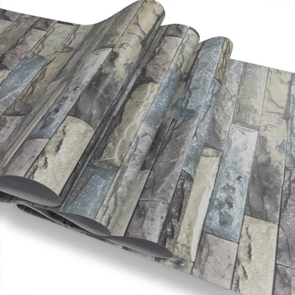 Papel Tapiz Autoadhesivo Tabique Gris Colores 10m X 45cm TP11