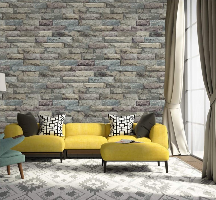 Papel Tapiz Autoadhesivo Tabique Gris Colores 10m X 45cm TP11