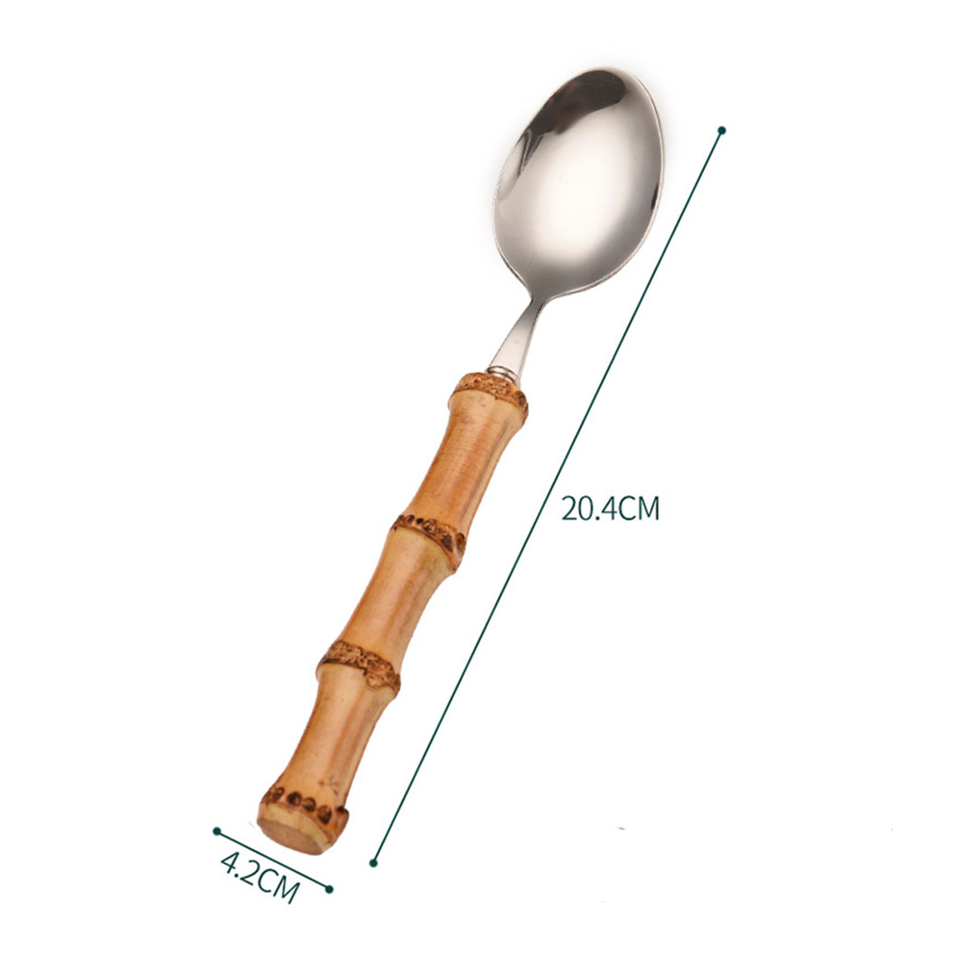 Juego de Cubiertos con Mango de Bambú  con Caja Organizadora