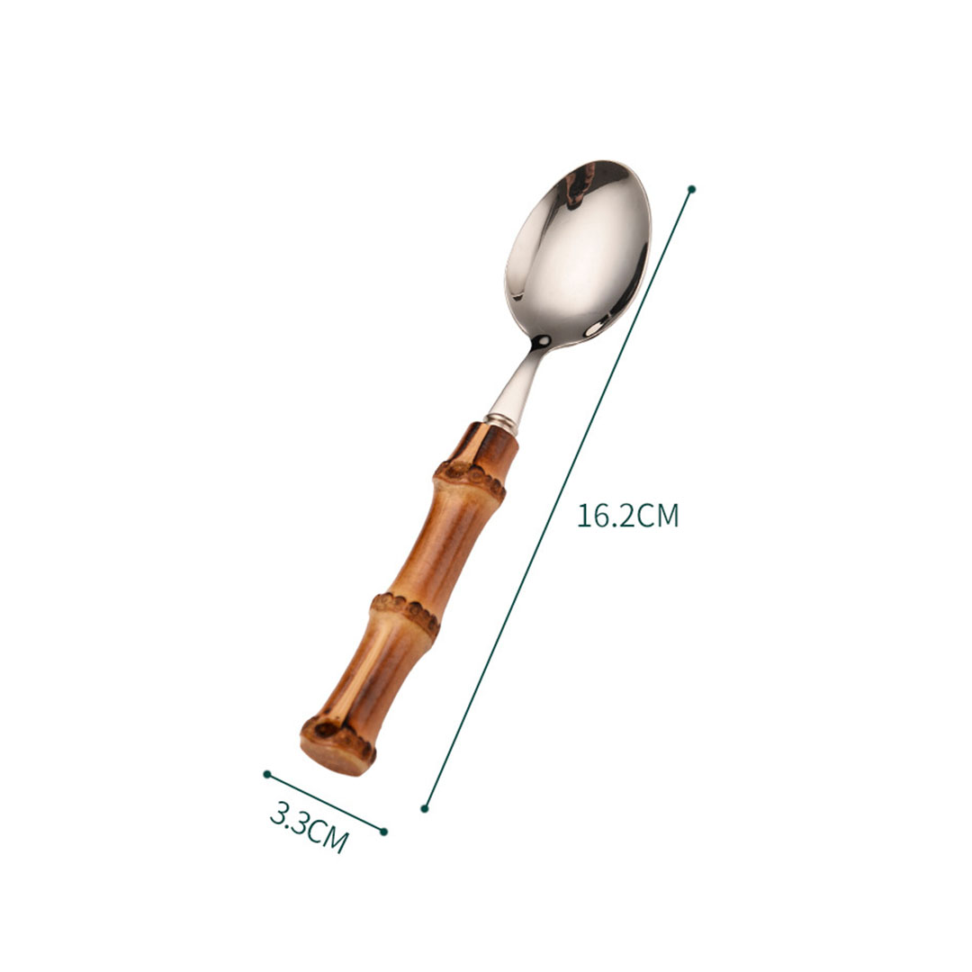 Juego de Cubiertos con Mango de Bambú  con Caja Organizadora