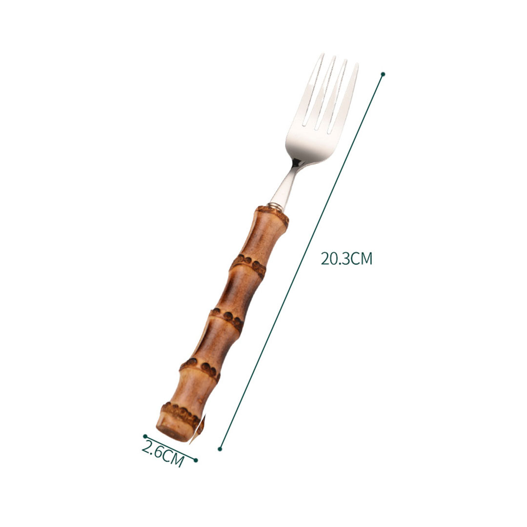 Juego de Cubiertos con Mango de Bambú  con Caja Organizadora