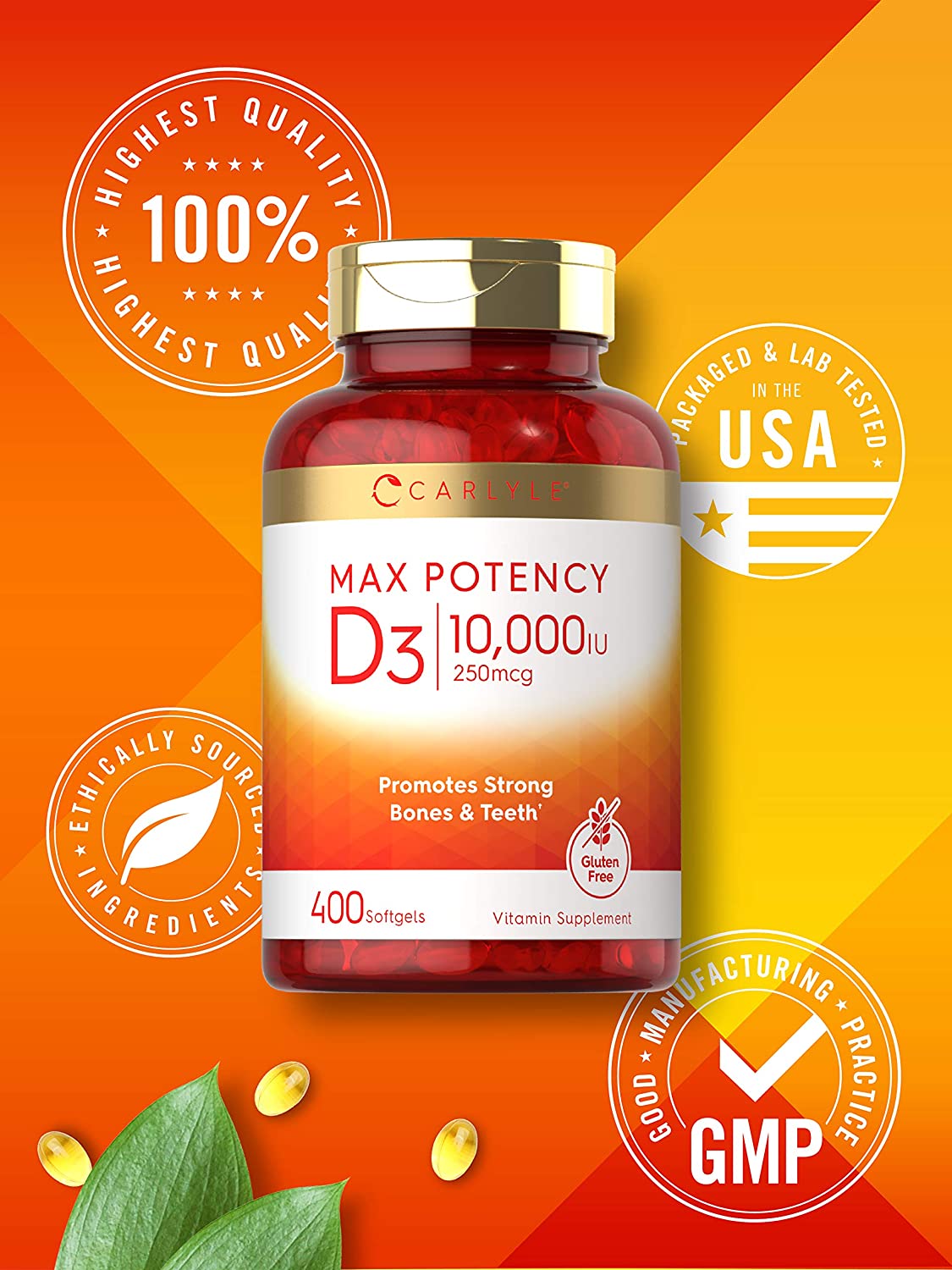 Vitamina D3 10,000 ui 400 cápsulas blandas