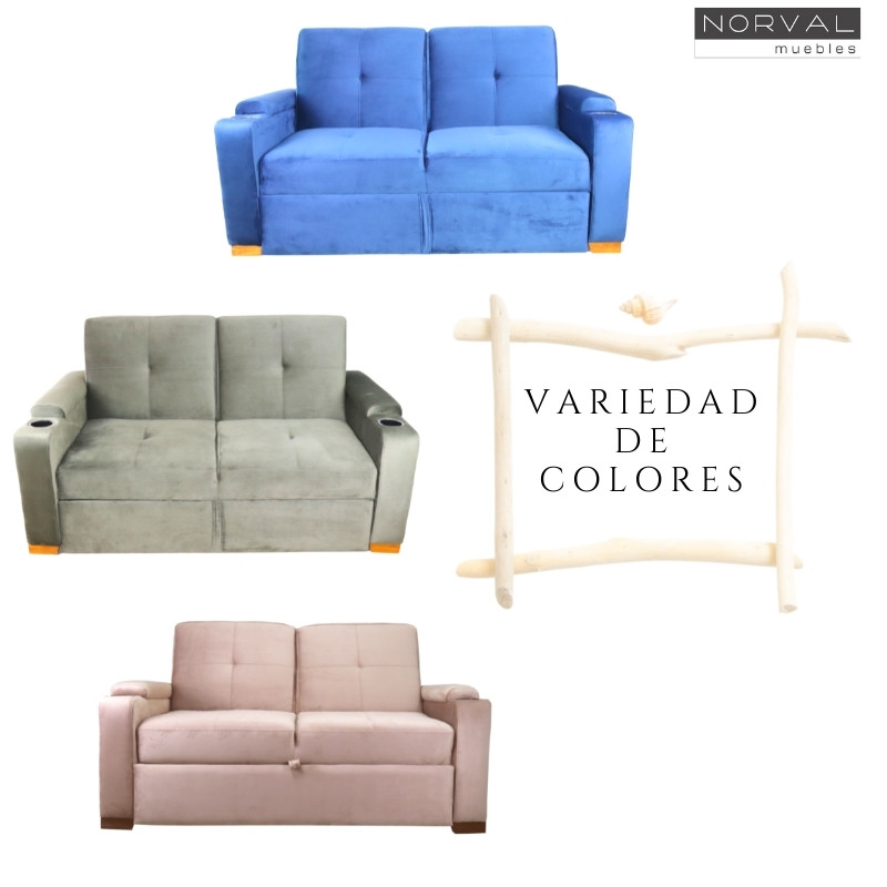 Sofá Love Seat Cama Reclinable Tres Posiciones Patas de Madera Terciopelo Gris