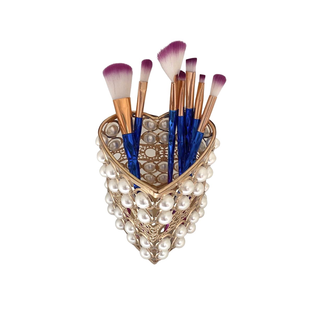 Organizador Base Porta Brochas De Maquillaje Metal Corazón