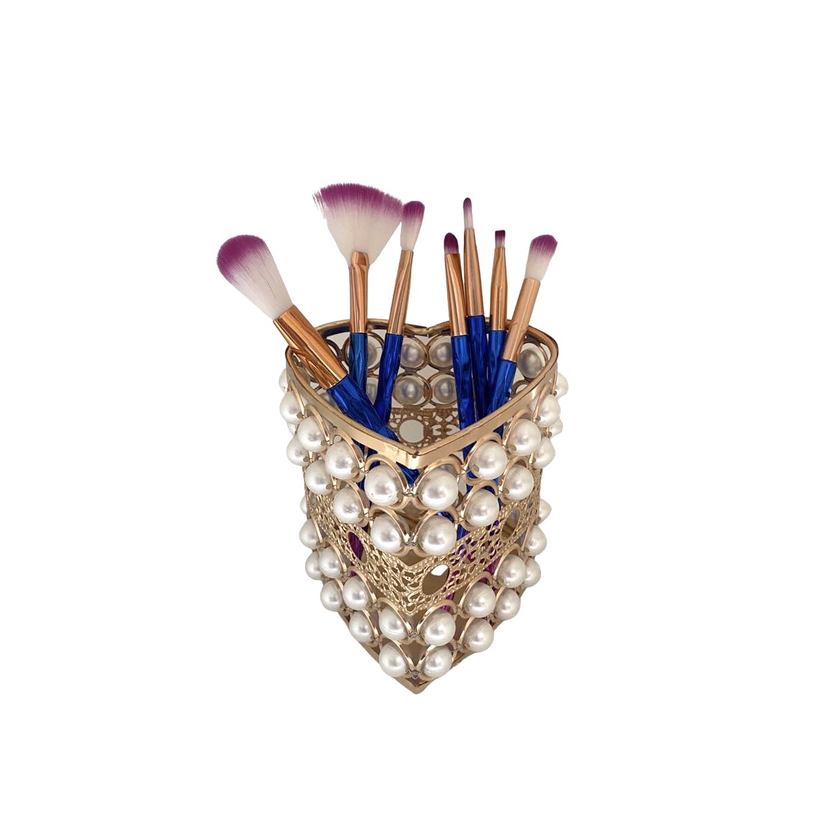 Organizador Base Porta Brochas De Maquillaje Metal Corazón