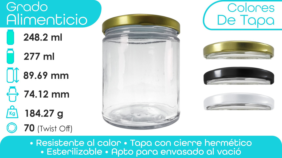 Frasco De Vidrio 270 Ml 9.38 Oz 24 Pz