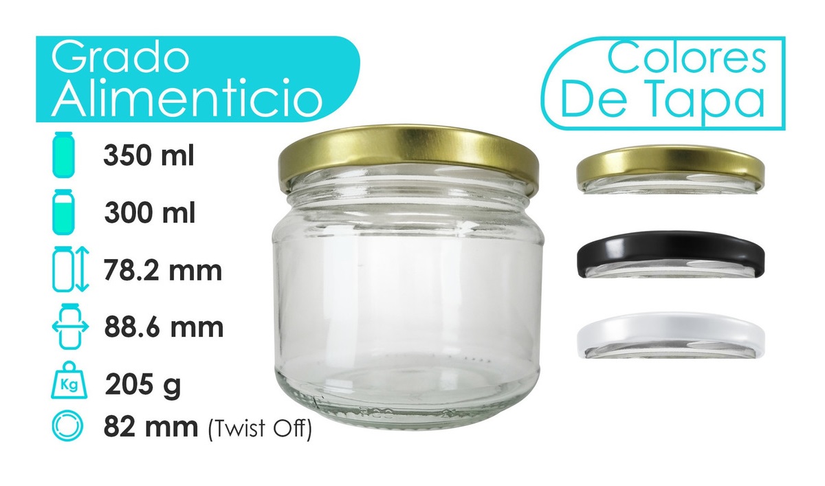 Frasco De Vidrio 350 Ml 12 Oz (12 Piezas) Envases Recuerdos