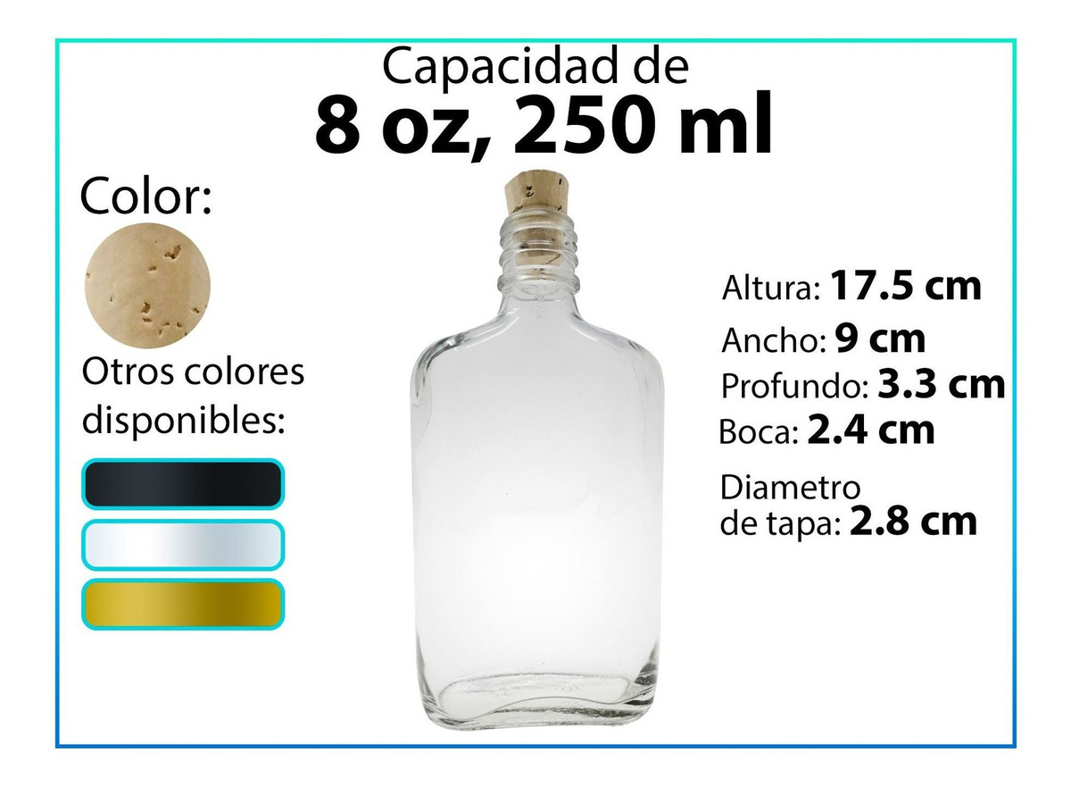Botella De Vidrio Ánfora 250 Ml 8 Oz 1 Pz