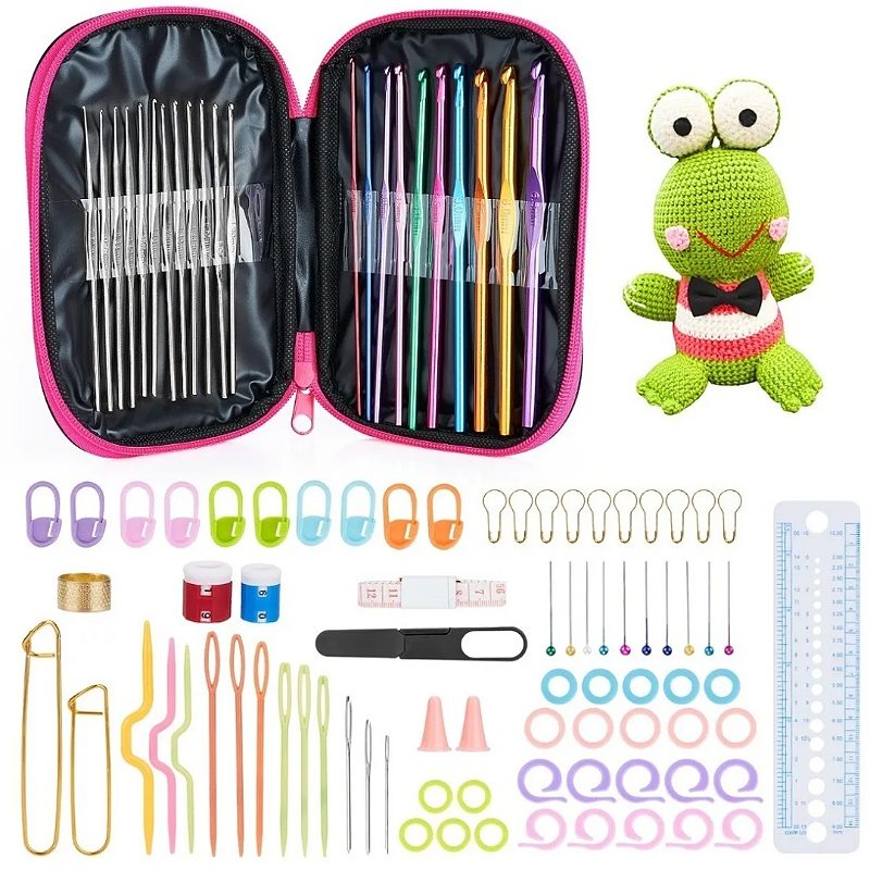 Kit De Ganchos Y Accesorios Para Tejer Al Crochet 84 Pzas