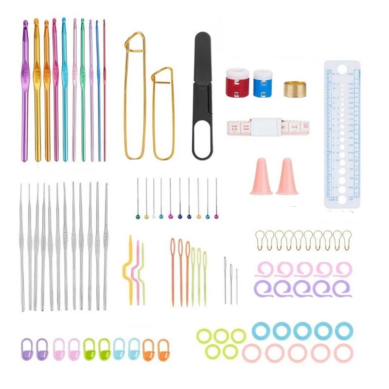 Kit De Ganchos Y Accesorios Para Tejer Al Crochet 84 Pzas