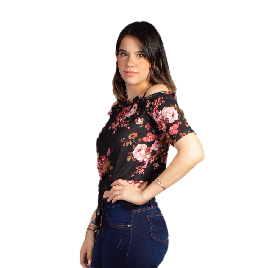 Blusa campesina brush con estampado de flores Unitalla