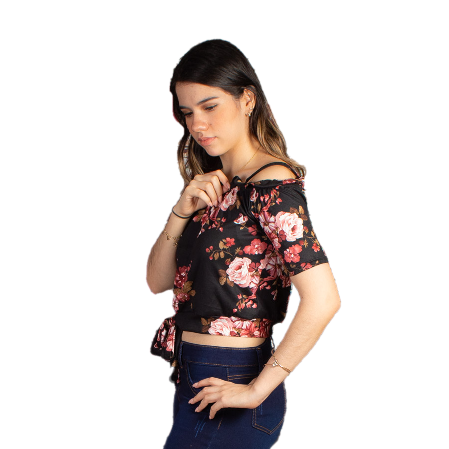 Blusa campesina brush con estampado de flores Unitalla