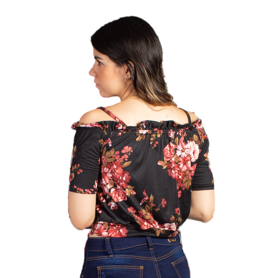 Blusa campesina brush con estampado de flores Unitalla